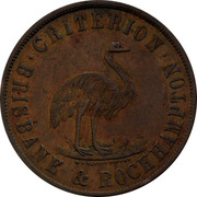 Australia 1 Penny ND KM# Tn215 Private Token issues CRITERION BRISBANE & ROCKHAMPTON coin reverse Australia 1 Penny ND KM# Tn215 Private Token issues CRITERION BRISBANE & ROCKHAMPTON coin reverse
