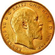 Australia 1 Sovereign Edward VII 1904 Proof KM# 15 EDWARDVS VII D G BRITT OMN REX F D IND IMP DES coin obverse Australia 1 Sovereign Edward VII 1904 Proof KM# 15 EDWARDVS VII D G BRITT OMN REX F D IND IMP DES coin obverse