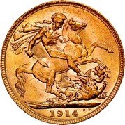 Australia 1 Sovereign George V 1914 KM# 29 M 1911 B.P. coin reverse