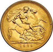 Australia 1 Sovereign George V 1929 KM# 32 M 1930 B.P. coin reverse Australia 1 Sovereign George V 1929 KM# 32 M 1930 B.P. coin reverse