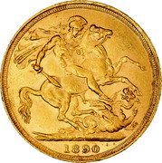 Australia 1 Sovereign Victoria 1890 S KM# 10 B.P. coin reverse Australia 1 Sovereign Victoria 1890 S KM# 10 B.P. coin reverse