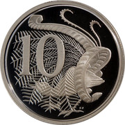 Australia 10 Cents Lyrebird 1991 Proof KM# 81a 10 SD coin reverse Australia 10 Cents Lyrebird 1991 Proof KM# 81a 10 SD coin reverse