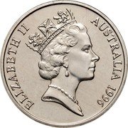 Australia 10 Cents Lyrebird 1996 KM# 81 ELIZABETH II AUSTRALIA *YEAR* RDM coin obverse Australia 10 Cents Lyrebird 1996 KM# 81 ELIZABETH II AUSTRALIA *YEAR* RDM coin obverse