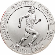 Australia 10 Dollars Betty Cuthbert 1996 KM# 315 AUSTRALIA'S GREATEST OLYMPICS 1956 BETTY CUTHBERT 10 DOLLARS HH coin reverse Australia 10 Dollars Betty Cuthbert 1996 KM# 315 AUSTRALIA'S GREATEST OLYMPICS 1956 BETTY CUTHBERT 10 DOLLARS HH coin reverse