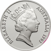 Australia 10 Dollars Cockatoo 1993 KM# 221 ELIZABETH II AUSTRALIA 1993 RDM coin obverse