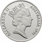 Australia 10 Dollars Jabiru 1991 KM# 156 ELIZABETH II AUSTRALIA 1991 RDM coin obverse Australia 10 Dollars Jabiru 1991 KM# 156 ELIZABETH II AUSTRALIA 1991 RDM coin obverse