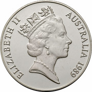 Australia 10 Dollars Kookaburra 1989 KM# 133 ELIZABETH II AUSTRALIA 1989 RDM coin obverse Australia 10 Dollars Kookaburra 1989 KM# 133 ELIZABETH II AUSTRALIA 1989 RDM coin obverse