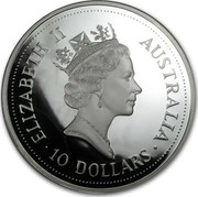 Australia 10 Dollars (Kookaburra) KM# 228 ELIZABETH II AUSTRALIA 10 DOLLARS coin obverse Australia 10 Dollars (Kookaburra) KM# 228 ELIZABETH II AUSTRALIA 10 DOLLARS coin obverse