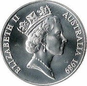 Australia 10 Dollars Queensland 1989 KM# 114 ELIZABETH II AUSTRALIA 1989 RDM coin obverse Australia 10 Dollars Queensland 1989 KM# 114 ELIZABETH II AUSTRALIA 1989 RDM coin obverse