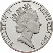 Australia 10 Dollars Red-tailed Black-Cockatoo 1997 KM# 367.2 ELIZABETH II AUSTRALIA 1997 RDM coin obverse Australia 10 Dollars Red-tailed Black-Cockatoo 1997 KM# 367.2 ELIZABETH II AUSTRALIA 1997 RDM coin obverse