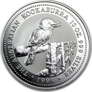 Australia 10 Dollars The Australian Kookaburra 1997 KM# 494 THE AUSTRALIAN KOOKABURRA 10 OZ. 999 SILVER 1998 coin reverse Australia 10 Dollars The Australian Kookaburra 1997 KM# 494 THE AUSTRALIAN KOOKABURRA 10 OZ. 999 SILVER 1998 coin reverse