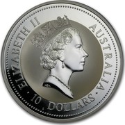 Australia 10 Dollars (The Australian Kookaburra) KM# 270 ELIZABETH II AUSTRALIA 10 DOLLARS RDM coin obverse Australia 10 Dollars (The Australian Kookaburra) KM# 270 ELIZABETH II AUSTRALIA 10 DOLLARS RDM coin obverse