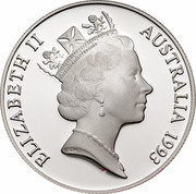 Australia 10 Dollars UNEP Cockatoo 1993 KM# 317 ELIZABETH II AUSTRALIA 1993 RDM coin obverse Australia 10 Dollars UNEP Cockatoo 1993 KM# 317 ELIZABETH II AUSTRALIA 1993 RDM coin obverse