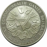 Australia 10 Dollars XII Commonwealth Games 1982 KM# 75 XII COMMONWEALTH GAMES BRISBANE : 10 DOLLARS : coin reverse Australia 10 Dollars XII Commonwealth Games 1982 KM# 75 XII COMMONWEALTH GAMES BRISBANE : 10 DOLLARS : coin reverse