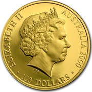 Australia 100 Dollars Sydney Olympics Dedication 2000 KM# 442 ELIZABETH II AUSTRALIA 2000 100 DOLLARS IRB coin obverse Australia 100 Dollars Sydney Olympics Dedication 2000 KM# 442 ELIZABETH II AUSTRALIA 2000 100 DOLLARS IRB coin obverse