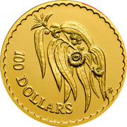 Australia 100 Dollars Tasmanial Blue Gum Flower 1996 Proof KM# 333a 100 DOLLARS coin reverse Australia 100 Dollars Tasmanial Blue Gum Flower 1996 Proof KM# 333a 100 DOLLARS coin reverse