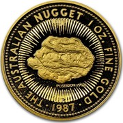 Australia 100 Dollars The Australian Nugget 1987 KM# 98 THE AUSTRALIAN NUGGET 1 OZ. FINE POSEIDON 1906 P SD 1987 coin reverse Australia 100 Dollars The Australian Nugget 1987 KM# 98 THE AUSTRALIAN NUGGET 1 OZ. FINE POSEIDON 1906 P SD 1987 coin reverse
