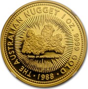 Australia 100 Dollars The Australian Nugget 1988 KM# 107 THE AUSTRALIAN NUGGET 1 OZ. 9999 GOLD 1988 PRIDE OF AUSTRALIA 1981 P200 coin reverse Australia 100 Dollars The Australian Nugget 1988 KM# 107 THE AUSTRALIAN NUGGET 1 OZ. 9999 GOLD 1988 PRIDE OF AUSTRALIA 1981 P200 coin reverse