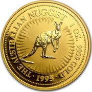 Australia 100 Dollars The Australian Nugget 1995 KM# 245 THE AUSTRALIAN NUGGET 1 OZ. 9999 GOLD *YEAR* coin reverse Australia 100 Dollars The Australian Nugget 1995 KM# 245 THE AUSTRALIAN NUGGET 1 OZ. 9999 GOLD *YEAR* coin reverse