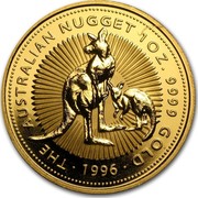 Australia 100 Dollars The Australian Nugget 1996 KM# 276 THE AUSTRALIAN NUGGET 1 OZ. 9999 GOLD *YEAR* coin reverse Australia 100 Dollars The Australian Nugget 1996 KM# 276 THE AUSTRALIAN NUGGET 1 OZ. 9999 GOLD *YEAR* coin reverse