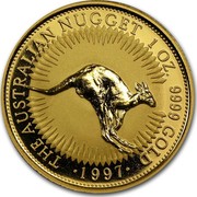 Australia 100 Dollars The Australian Nugget 1997 KM# 342 THE AUSTRALIAN NUGGET 1 OZ. 9999 GOLD *YEAR* coin reverse Australia 100 Dollars The Australian Nugget 1997 KM# 342 THE AUSTRALIAN NUGGET 1 OZ. 9999 GOLD *YEAR* coin reverse