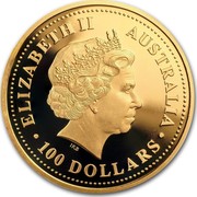 Australia 100 Dollars The Australian Nugget 1999 KM# 468 ELIZABETH II AUSTRALIA 100 DOLLARS IRB coin obverse Australia 100 Dollars The Australian Nugget 1999 KM# 468 ELIZABETH II AUSTRALIA 100 DOLLARS IRB coin obverse