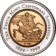 Australia 100 Dollars The Sovereign 1999 KM# 474 THE PERTH MINT CENTENARY SOVEREIGN P 100 1899 - 1999 coin reverse Australia 100 Dollars The Sovereign 1999 KM# 474 THE PERTH MINT CENTENARY SOVEREIGN P 100 1899 - 1999 coin reverse