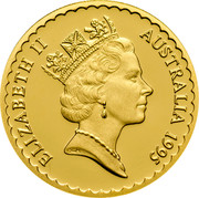 Australia 100 Dollars Waratah Flower 1995 Proof KM# 308a ELIZABETH II AUSTRALIA 1995 coin obverse Australia 100 Dollars Waratah Flower 1995 Proof KM# 308a ELIZABETH II AUSTRALIA 1995 coin obverse