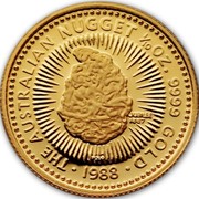 Australia 15 Dollars Jubilee Nugget 1988 P Proof KM# 104 THE AUSTRALIAN NUGGET 1/2 OZ 9999 GOLD 1988 coin reverse Australia 15 Dollars Jubilee Nugget 1988 P Proof KM# 104 THE AUSTRALIAN NUGGET 1/2 OZ 9999 GOLD 1988 coin reverse