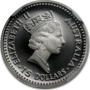 Australia 15 Dollars Koala 1992 KM# 171 ELIZABETH II AUSTRALIA 15 DOLLARS coin obverse Australia 15 Dollars Koala 1992 KM# 171 ELIZABETH II AUSTRALIA 15 DOLLARS coin obverse