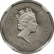 Australia 15 Dollars Koala 1998 KM# 457 AUSTRALIA ∙ 15 DOLLARS ∙ ELIZABETH II coin obverse Australia 15 Dollars Koala 1998 KM# 457 AUSTRALIA ∙ 15 DOLLARS ∙ ELIZABETH II coin obverse
