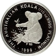 Australia 15 Dollars Koala 2000 KM# 470 THE AUSTRALIAN KOALA 1/10 OZ. 9995 PLATINUM P100 1999 coin reverse Australia 15 Dollars Koala 2000 KM# 470 THE AUSTRALIAN KOALA 1/10 OZ. 9995 PLATINUM P100 1999 coin reverse