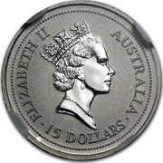Australia 15 Dollars The Australian Koala 1995 KM# 279 ELIZABETH II AUSTRALIA 15 DOLLARS RDM coin obverse Australia 15 Dollars The Australian Koala 1995 KM# 279 ELIZABETH II AUSTRALIA 15 DOLLARS RDM coin obverse
