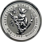 Australia 15 Dollars The Australian Koala 1995 KM# 279 THE AUSTRALIAN KOALA 1/10 OZ. 9995 PLATINUM 1995 coin reverse Australia 15 Dollars The Australian Koala 1995 KM# 279 THE AUSTRALIAN KOALA 1/10 OZ. 9995 PLATINUM 1995 coin reverse