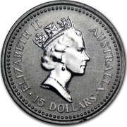 Australia 15 Dollars (The Australian Koala) KM# 108 ELIZABETH II AUSTRALIA 15 DOLLARS RDM coin obverse Australia 15 Dollars (The Australian Koala) KM# 108 ELIZABETH II AUSTRALIA 15 DOLLARS RDM coin obverse