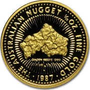 Australia 15 Dollars The Australian Nugget 1987 KM# 95 THE AUSTRALIAN NUGGET 1/10 OZ. FINE GOLD GOLDEN AUSSIE 1980 P 1987 coin reverse Australia 15 Dollars The Australian Nugget 1987 KM# 95 THE AUSTRALIAN NUGGET 1/10 OZ. FINE GOLD GOLDEN AUSSIE 1980 P 1987 coin reverse
