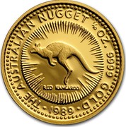 Australia 15 Dollars The Australian Nugget 1989 KM# 118 THE AUSTRALIAN NUGGET 1/10 OZ. 9999 GOLD RED KANGAROO *YEAR* coin reverse Australia 15 Dollars The Australian Nugget 1989 KM# 118 THE AUSTRALIAN NUGGET 1/10 OZ. 9999 GOLD RED KANGAROO *YEAR* coin reverse