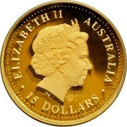 Australia 15 Dollars The Australian Nugget 1999 KM# 449 ELIZABETH II AUSTRALIA 15 DOLLARS IRB coin obverse Australia 15 Dollars The Australian Nugget 1999 KM# 449 ELIZABETH II AUSTRALIA 15 DOLLARS IRB coin obverse