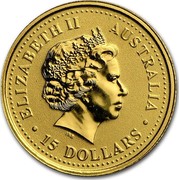 Australia 15 Dollars The Australian Nugget 2000 KM# 465 ELIZABETH II AUSTRALIA 15 DOLLARS IRB coin obverse Australia 15 Dollars The Australian Nugget 2000 KM# 465 ELIZABETH II AUSTRALIA 15 DOLLARS IRB coin obverse