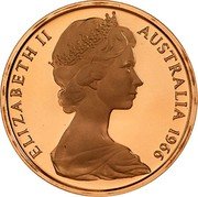 Australia 2 Cents Frilled-Neck Lizard 1966 Proof KM# 63 ELIZABETH II AUSTRALIA *YEAR* coin obverse Australia 2 Cents Frilled-Neck Lizard 1966 Proof KM# 63 ELIZABETH II AUSTRALIA *YEAR* coin obverse