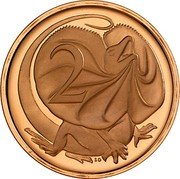 Australia 2 Cents Frilled-Neck Lizard 1966 Proof KM# 63 2 SD coin reverse Australia 2 Cents Frilled-Neck Lizard 1966 Proof KM# 63 2 SD coin reverse