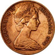 Australia 2 Cents Frilled-Neck Lizard 1978 KM# 63 ELIZABETH II AUSTRALIA *YEAR* coin obverse
