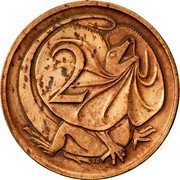Australia 2 Cents Frilled-Neck Lizard 1978 KM# 63 2 SD coin reverse