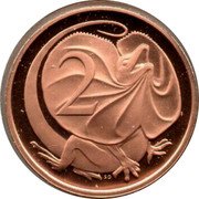 Australia 2 Cents Frilled-Neck Lizard 1986 KM# 79 2 SD coin reverse Australia 2 Cents Frilled-Neck Lizard 1986 KM# 79 2 SD coin reverse