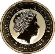 Australia 2 Dollars Kookaburra 1999 KM# 417.3 ELIZABETH II AUSTRALIA 2 DOLLARS coin obverse Australia 2 Dollars Kookaburra 1999 KM# 417.3 ELIZABETH II AUSTRALIA 2 DOLLARS coin obverse