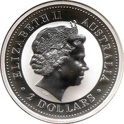 Australia 2 Dollars Kookaburra. USA State Quarters - 2000 2000 KM# 616 ELIZABETH II AUSTRALIA IRB 2 DOLLARS coin obverse Australia 2 Dollars Kookaburra. USA State Quarters - 2000 2000 KM# 616 ELIZABETH II AUSTRALIA IRB 2 DOLLARS coin obverse
