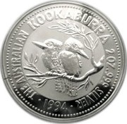 Australia 2 Dollars The Australian Kookaburra 1994 KM# 230a THE AUSTRALIAN KOOKABURRA 2 OZ. 999 SILVER *YEAR* coin reverse Australia 2 Dollars The Australian Kookaburra 1994 KM# 230a THE AUSTRALIAN KOOKABURRA 2 OZ. 999 SILVER *YEAR* coin reverse