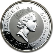 Australia 2 Dollars The Australian Kookaburra 1995 KM# 261 ELIZABETH II AUSTRALIA 2 DOLLARS RDM coin obverse Australia 2 Dollars The Australian Kookaburra 1995 KM# 261 ELIZABETH II AUSTRALIA 2 DOLLARS RDM coin obverse