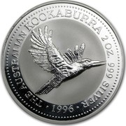 Australia 2 Dollars The Australian Kookaburra 1996 KM# 290 THE AUSTRALIAN KOOKABURRA 2 OZ. 999 SILVER *YEAR* coin reverse Australia 2 Dollars The Australian Kookaburra 1996 KM# 290 THE AUSTRALIAN KOOKABURRA 2 OZ. 999 SILVER *YEAR* coin reverse