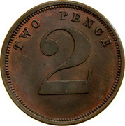 Australia 2 Pence 1851 KM# Tn247 Private Token issues TWO PENCE 2 coin obverse